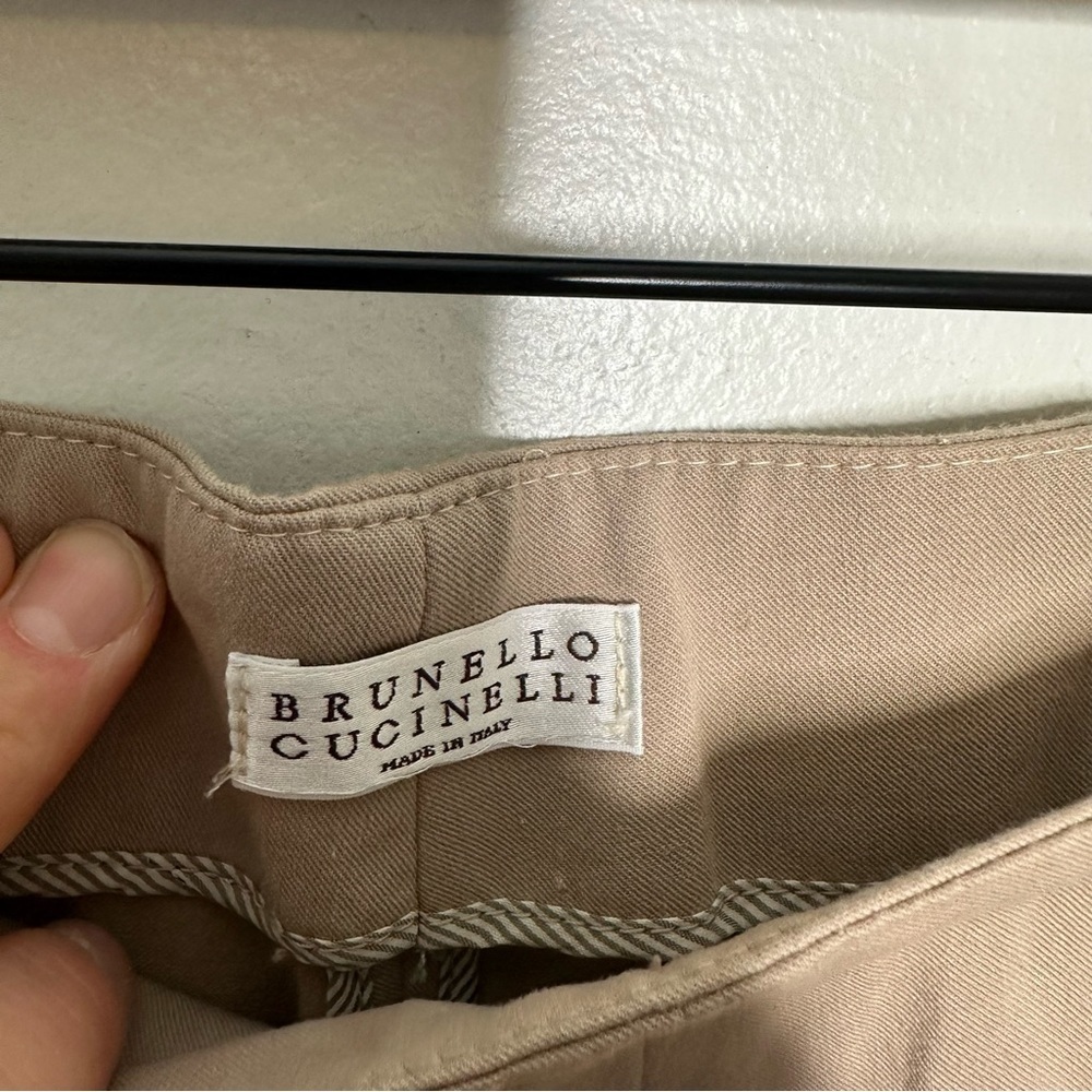 BRUNELLO CUCINELLI Cropped Cotton-Blend Twill Slim-leg Pants Womens Size 6 - Picture 15 of 16